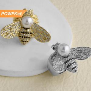 【PCWFKef】 Đơn giản BEE tuyên bố phụ nữ nhẫn đồng mạ vàng Bọ Cánh Cứng côn trùng mở rộng Vòng trang sức thời trang