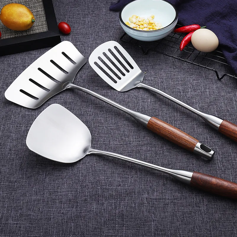 Spatula Set Spatula 304 Stainless Steel kitchenware Set Spoon Fishing  Colander Household Kitchen Utensils Frying Spatula : : Home