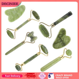 DECINIEE 1 Pcs Natural Xiuyu Double Heads Jade Roller Guasha Board Scraper Massager Facial Jade Roller Set Eyes Face-lift Massage Neck Thin