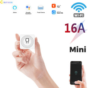 Tuya 16A Mini Wifi Smart Switch Controller Remote Control LighT Breaker Module Smart Wifi DIY Universal Switch For 2 Way Control Automation Module Voice Relay Timer Google Home Alexa
