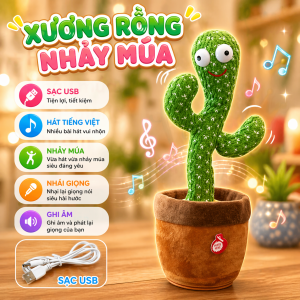 Cây Xương Rồng Nhảy Múa Hát Tiếng Việt Đồ Chơi Nhồi Bông Biết Nói Nhại Giọng Sạc usb Quà Tặng Cho Bé - LANA QUEEN
