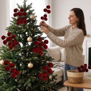 ZHUNIEDU Flocking Christmas Velvet Ball Pick 6 Balls DIY Crafts Artificial Balls Bouquet Luxury Look Shatterproof Xmas Tree Ball Ornaments Christmas Tree