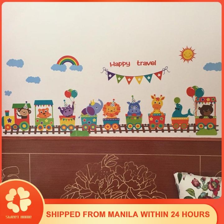 Animal Train Wall Decals Stickers Kids Peel Stick Removable Nursery ...