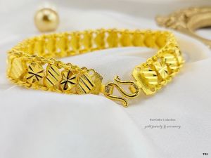 สร้อยข้อมืองานหุ้มทองคำแท้ 24k หนาพิเศษ สวยเทียบทองแท้ ไม่ลอกไม่ดำ