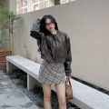 Áo Khoác Da 𝘽𝙮𝙘𝙖𝙢𝙘𝙖𝙢 Croptop Dáng Bomber Cao Cấp Thanh Lịch Châu Âu. 
