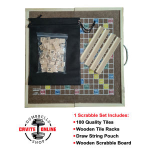 Scrabble Quality Wooden Foldable Game Board and Tiles