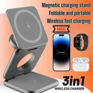 Magsafe Folding Magnetic 3-in-1 Wireless Charging Stand Multifunction Portable mobile phone fast charging stand