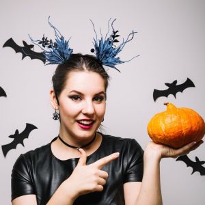 NOVELLEO Funny Halloween Hair Hoop Dark Butterfly Pearls Deer Antlers Branch Headband Headdress Plastic Festival Hair Accessories Women