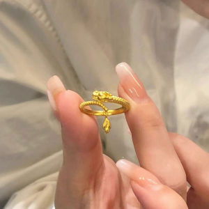 ราศีมังกรแหวนหางทองดีไซน์โชคดีสไตล์จีนปรับแหวนปรับขนาดได้ได้สำหรับเครื่องประดับแฟชั่นคู่