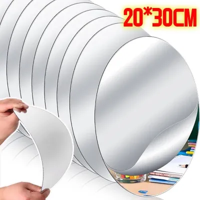 Oval Acrylic HD Mirror Frameless Wall Mirror Tiles DIY Self-Adhesive Removable Make Up Mirror for Bedroom Hallway Living Room Bathroom