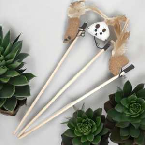 Cat Chaser Toy Pet Interactive Feather Kitten Teaser Wand Stick w/ Bell