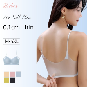 『Brelira』Ice Silk Bra Plus Size Women Underwear Comfort Seamless Bra Ultra Thin Beauty Back Push Up Bra Lingerie