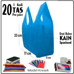 1 Lusin / Kodian Tas Kain Spunbond Goodie Bag Kantong Souvenir / Belanja Ramah Lingkungan