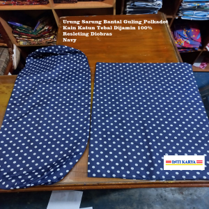 My Mom Urung Bantal Guling Polkadot Navy Resleting Obras Kain Katun Tebal Untuk Diisi Dakron Kapuk