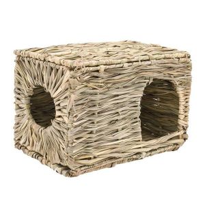 VB45D Bunny Small Pets Handmade Summer Woven Natural Foldable Chew Toys Rabbit House Hay Hut Grass Bed