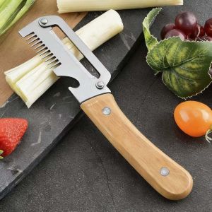 3-in-1 Stainless Steel Fruit peeler for Slicing & Peeling For Kitchen With Wooden Handle And Bottle Opener