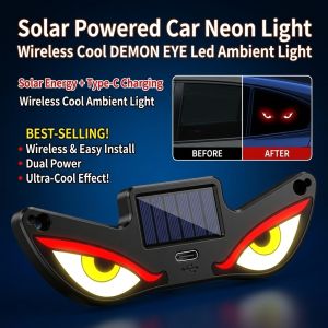 Car Window Light LED Solar Wireless Car Lamp Automotive Demon Eye Warning Lamp For Men Women/Car Headlight/Car Interior Modification/Solar Powered