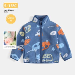 แจ็คเก็ตผ้าขนแกะพิมพ์ลายการ์ตูนน่ารัก AMILA สำหรับเด็กเสื้อนอกสำหรับฤดูใบไม้ร่วงอบอุ่นนุ่ม