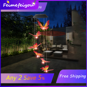 LED Outdoor lighting/ Solar light butterfly style 7 color rechange Waterproof wedding party garden outdoor decor chandelier lamp Use solar panel power 600 mAh battery 2W