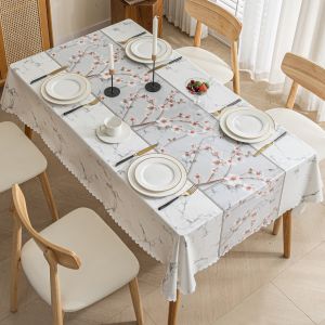 4-6-8-10 Seats Rectangular Print Table Mat PVC Waterproof Oil Proof Table Cloth Household Home Dining Room Tablecover