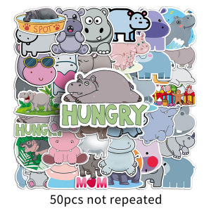 50PCS Animal Hippo Graffiti Cartoon Waterproof Sticker Luggage Motorcycle Laptop Sticker