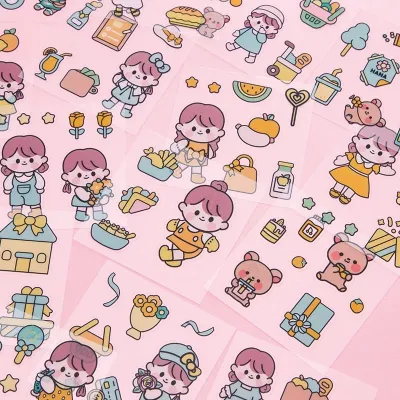 LIUSHOOP-Sticker Set Diary Book Aesthetic / Sticker 100 Lembar / Stiker Tumblr Botol Hp Laptop / Stiker 2D Plastik Lucu Viral DIY