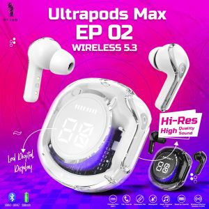 Ultrapods Max EP02 True Wireless Earbuds BT 5.3 dengan Hi-Res Audio & Display LED