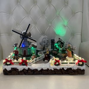 2021 EAS CV Christmas Village Farm with Windmill with Lights and sounds 30 x 34 x 23 cm (Adaptor Power-operated) Display Figurine Holiday (Lemax-inspired) by Everything About Santa (Christmas decoration)
