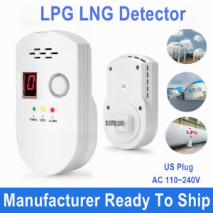 SFFGF Temperature Humidity Sensors Gas Detection System Digital Display Environmental Sensors Combustible Gas Alarm Safety US EU Plug Gas Alarm Indoor Safety