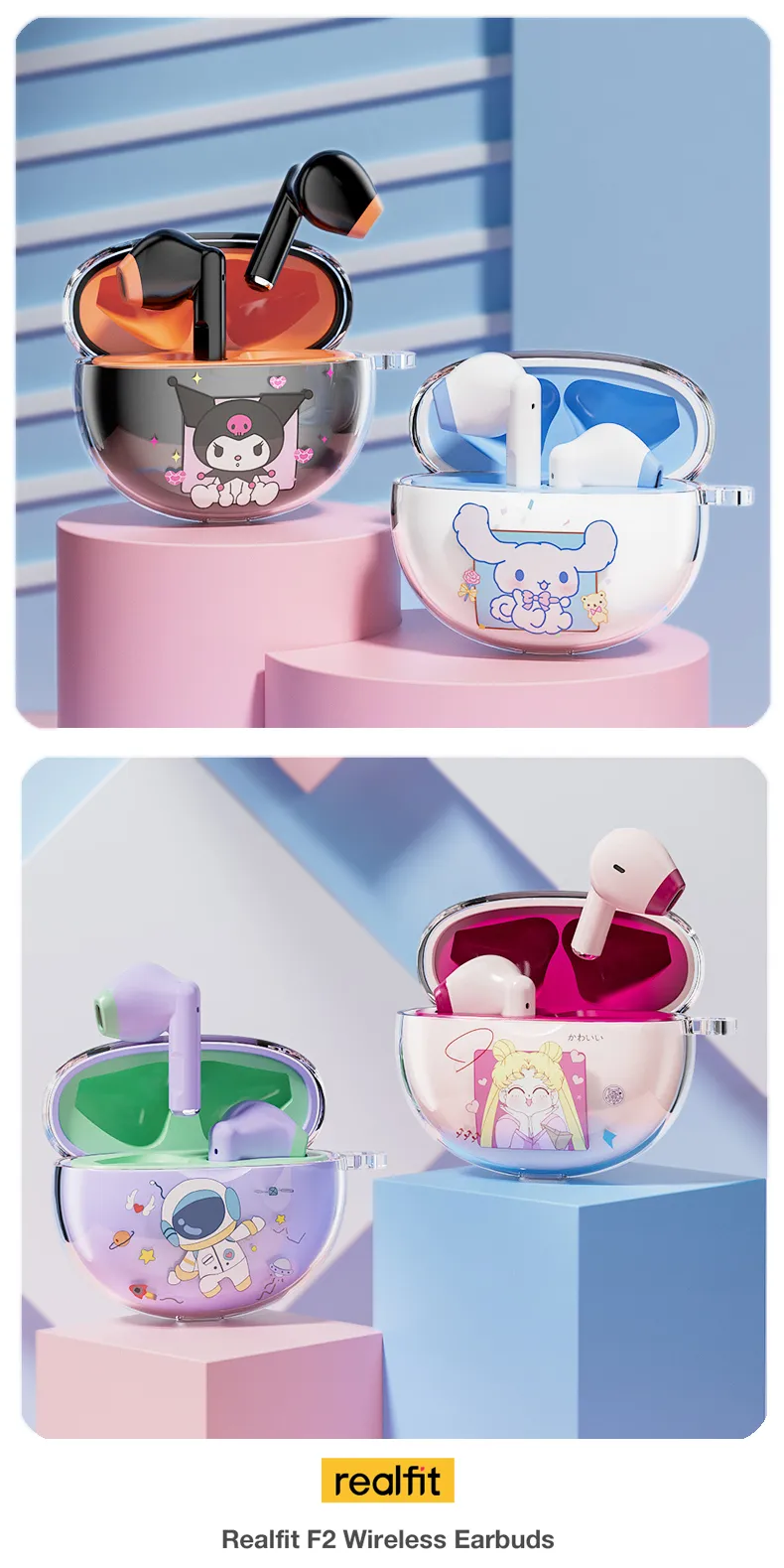 realfit F2 หูฟังบลูทูธเบสที่ยอดเยี่ยมหูฟังไร้สายพร้อมไมโครโฟน 5H เล่นยาวสไตล์เดียวกันกับ Bass หูฟัง Lenovo LP40 Pro