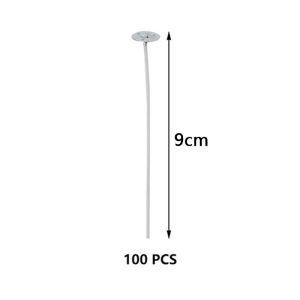 100pcs Smokeless Candle Wicks Pre Waxed Cotton Core with Metal Sustainer Tabs DIY Candle Making Supplies