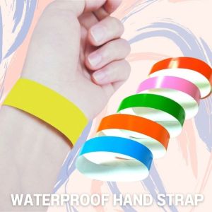 100PCS Waterproof Disposable Tyvek Paper Wrist Bands Fluorescent Solid Color Birthday Party Accessory Event