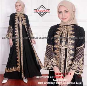 Empat Saudara-Gamis Abaya Turkey/ Abaya Arab Hitam Jersey Mix Ceruti Bordir Mote Swarosky Turkey Model 4010 Terbaru