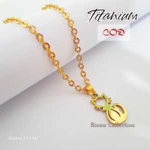 Top Seller !! kalung Titanium anak Nuri kaca gold plus liontin cat /Kucing/ kalung anak terbaru dan kekinian Anti karat selamanya cantik Elegan dan mewah #GOLD #anti karat #antiluntur #antihitam
