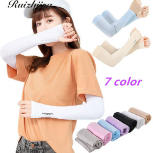 Ruizhijzg 1 Pairs  Arm Sleeve Uv Protection Women Men Ice Silk Driving Cycling Sunscreen Sleeve Glove Summer Loose Thin Finger Outdoor Riding Female Arm Running Hiking Fishing Motorcycle Ice Sleeves