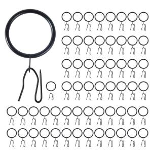 60pcs Metal Curtain Rings with Pin Hooks Curtain Hanging Rings for Reliabled Drapery Support