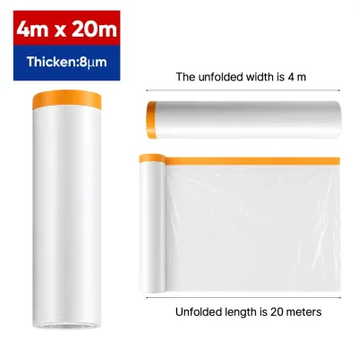🇸🇬Renovation Plastic Dust Cover / Furniture Protective Plastic Film/Pre-Taped Plastic Drop Sheet Roll For Dust Prevention/ PaintingConstruction/ HIP/Dust Cover Paintproof Waterproof Cover Sheet Rolls