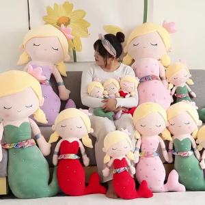 FCCute Mermaid Princess Plush Toy Doll Cartoon Pillow For Girls Stuff Toy Pillow Little Mermaid Doll Sofa Pillow Girlfriend Birthday Gifts Baby Stuffed Toys