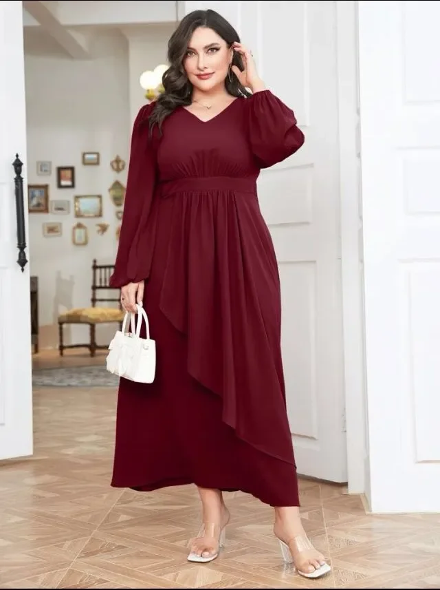 Long sleeve plus on sale size formal dresses