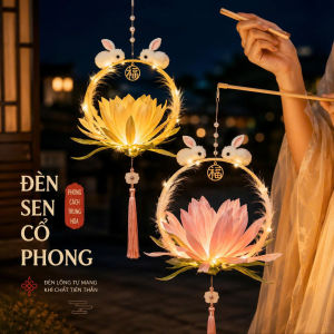 Đèn Hoa Sen DIY Có LED Phát Sáng – Lồng Đèn Trung Thu Thỏ Bông Tự Lắp Cầm Tay Đi Rước Đèn Đêm Hội