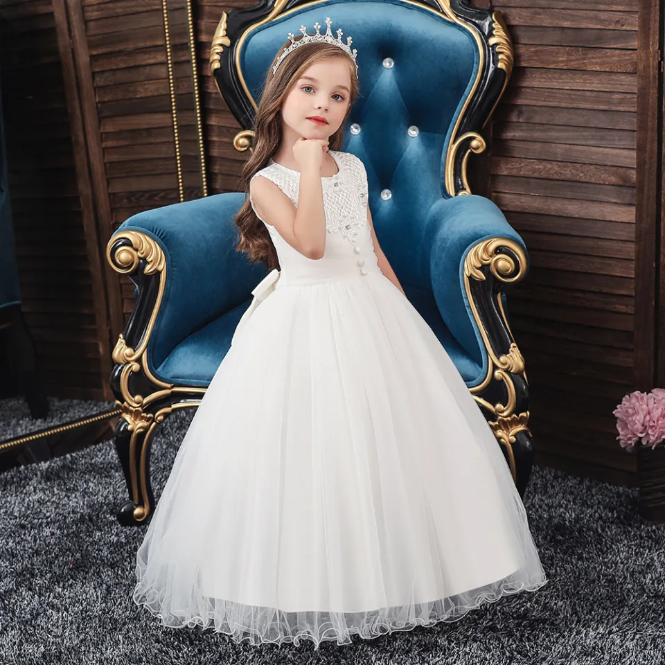 Amazon.com: Girls Children Birthday Party Wedding Dress 3-12 Years Old Teen  Flower Pageant Formal Dresses Clothes (10-12 Years Old, Beige): Clothing,  Shoes & Jewelry