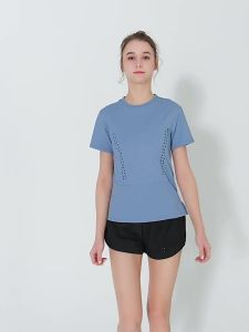 Al0-yoga Womens Short Sleeve Yoga Top Elastic Sports Cross-Border Running Fitness Breathable Loose Short Sleeve Top  -alo