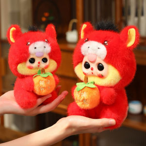 JOJO CASTLE 2026 Chinese New Year Horse Plush Toy  Pony Holding Persimmons Pendant Keychain 17/21cm Lovely Red Lucky Horse Plush Toy Exquisite Pvc Face Doll New Year Gift