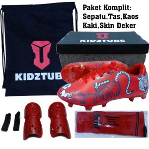 KIDZTUBS Sepatu Bola Anak Paket Komplit Sepatu Bola Tas Skin Deker Kaos Kaki Usia 6-10 Tahun Size 28 29 30 31 32 33 34 35 36 37 KDZ1842010825