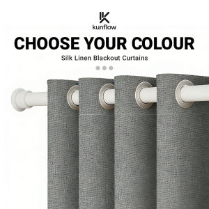 KUNFLOW Blackout Curtains | 95% Light Blocking Linen Look | Heat Reduction & Full Privacy