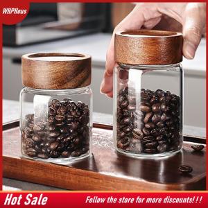 【COD】🔥🔥🔥 Small Glass Jars With Lids Spice Seasoning Coffee Beans Storage Containers Tube Wooden Sealed Bottle Airtight Canisters