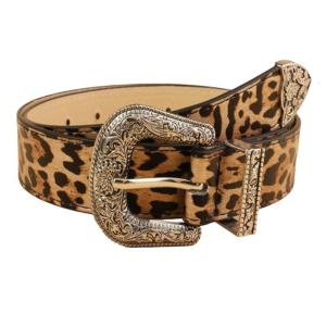 Unique Waist Chain Carved Buckle Leopard Print Chain Cowgirl Belt for Women Proms Club Party for Jeans Dresses