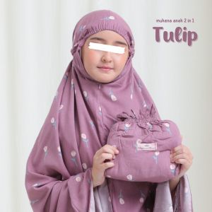 Mukena Anak Rayon Tulip 2in1 Resleting Dagu Couple Ibu Anak TK SD SMP Dewasa