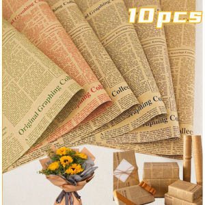 20 Sheets 50*70cm English Newspaper Bouquet Gift Wrapping Paper/Simple Waterproof Flower Packaging Material Kraft Paper English Newspaper Bouquet Paper