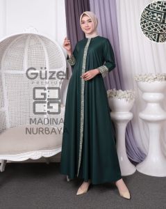 RP21 STORE Gamis Bordir Madina Nurbaya Katun Toyobo Fodu Dress Muslim Wanita Deawasa
